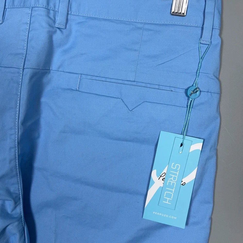 Perruzo Slim Fit Chino Shorts Mens Size 32 Light‎ Blue Summer Resort Costal